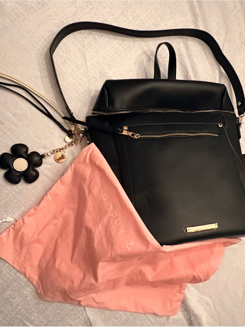 Poppy & Peonies Commuter Women's Backpack. With garment bag and Flower charm.New